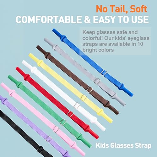 Miniatura 4 de lvvfit Correas de lentes para niños (6.5 a 10 pulgadas), correa ajustable para lentes de sol deportivas, correas de soporte para lentes de sol para