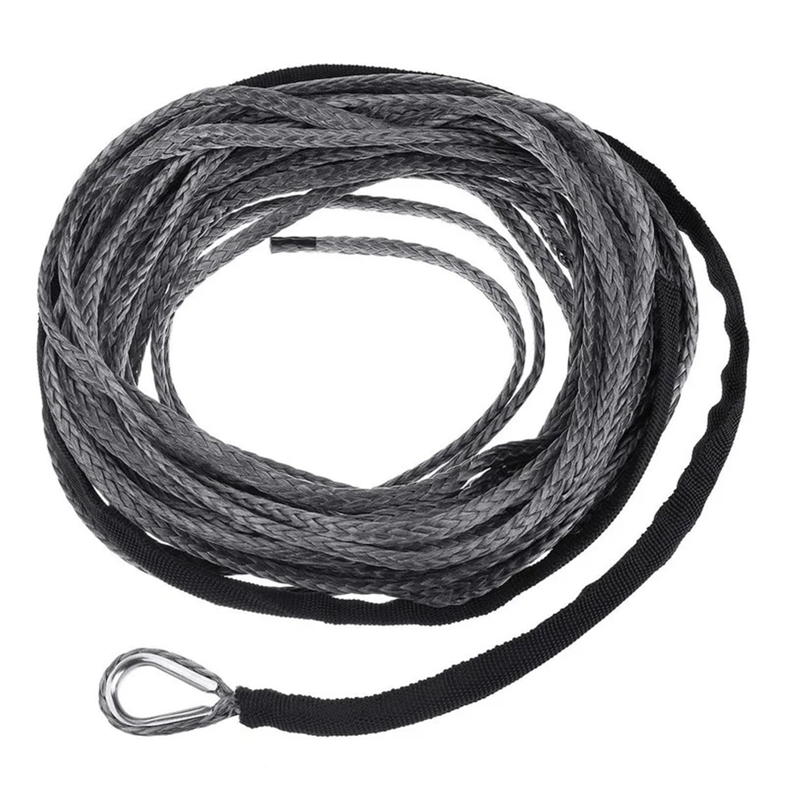Soywim Grijs Mooring Rope, 1/4''X50' Truck Boat Emergency Replacement Car Outdoor Accessories Synthetic Winch Rope Cable Atv Utv 7700Lbs Towing(Grijs)
