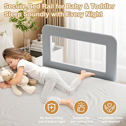 Miniatura 6 de Barandilla de protección para cama de niños pequeños para bebé - Barandilla de seguridad de metal resistente para camas individuales, de cuna,
