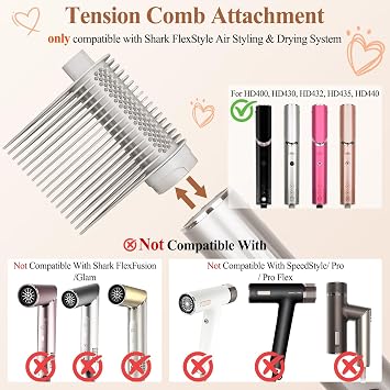 Wide-Tooth Tension Comb Attachment for Shark FlexStyle HD400 Series