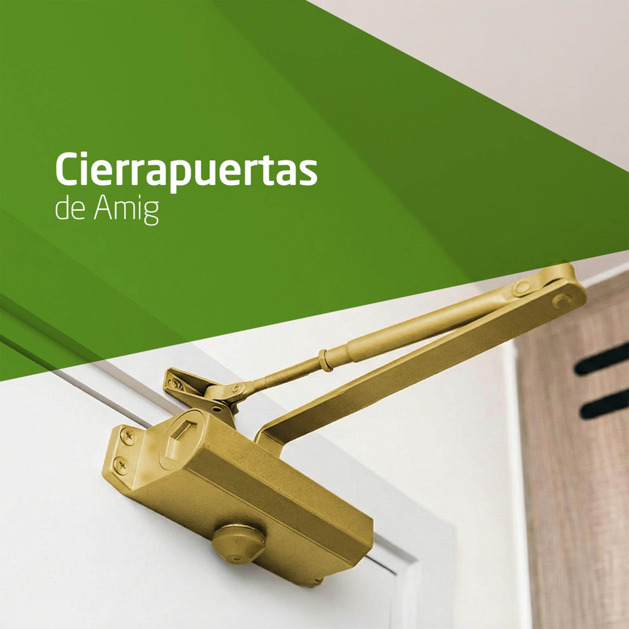 Amig - Cierrapuertas para Cierre Automático de Puertas de Peso Max 40 kg, Ancho Max 85 cm - De Aluminio con Acabado Dorado Mate - Evita Accidentes por Portazos o Corrientes de Aire, Incluye Tornillos