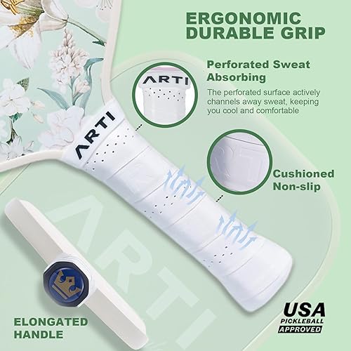 Miniatura 3 de ARTI Juego de 2 palas de pickleball aprobadas por USAPA, 2 raquetas de pickleball, 4 bolas y 1 bolsa de transporte portátil
