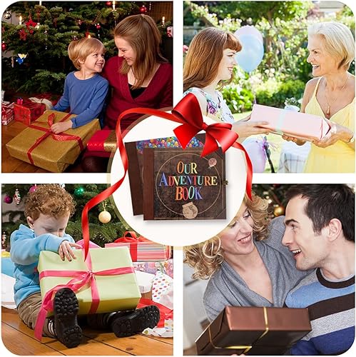 Miniatura 9 de Libro de recortes "Our Adventure Book" DIY hecho a mano estilo retro para viajes, recuerdo con portada de letras en relieve, 146 páginas, álbum DIY