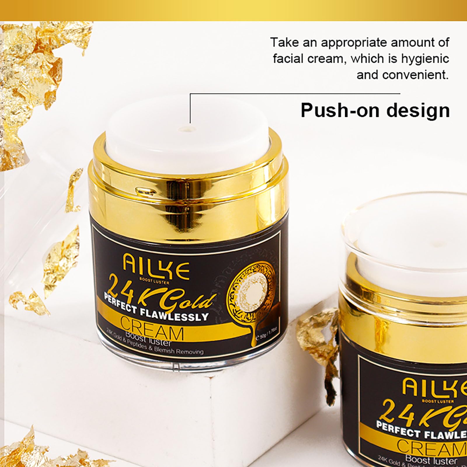AILKE 24K Gold Perfect Flawlessly Face Cream, Whitening, Reduce Blemishes, Melanin, Improve Dull Skin, With Glutathione, Vitamin C, 50ml (Pack of 1)