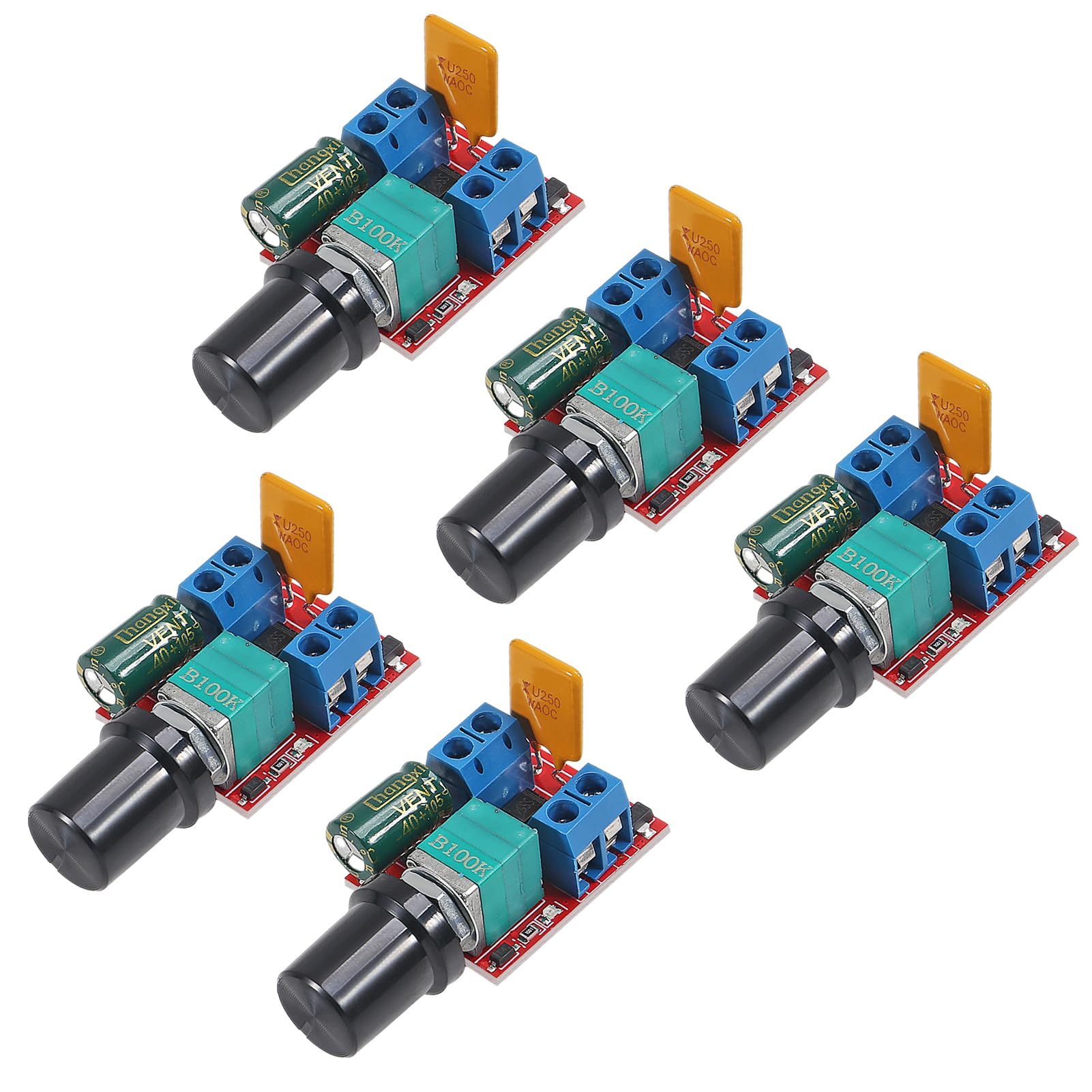 5er Set DC Motor Speed Controller PWM 3–35V / 90W – Einstellbarer LED Dimmer & Motorregler, 5A