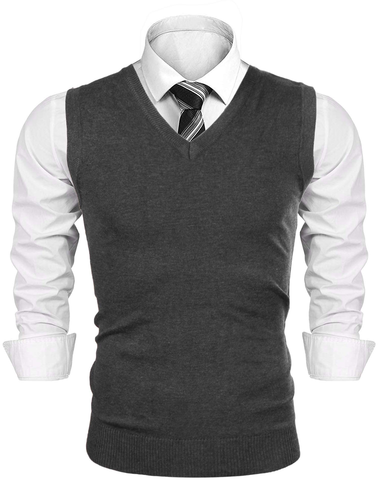 iClosam Gilet Maglione da Uomo Inverno Gilet V-Collo Cotone Casual Pullover Smanicato Maglia Sweater Felpa Men