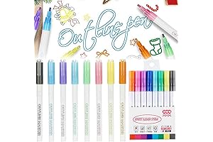 Terrain-Hill Outline Marker Set 8 Colors, Doodle Dazzles Shimmer Marker Set