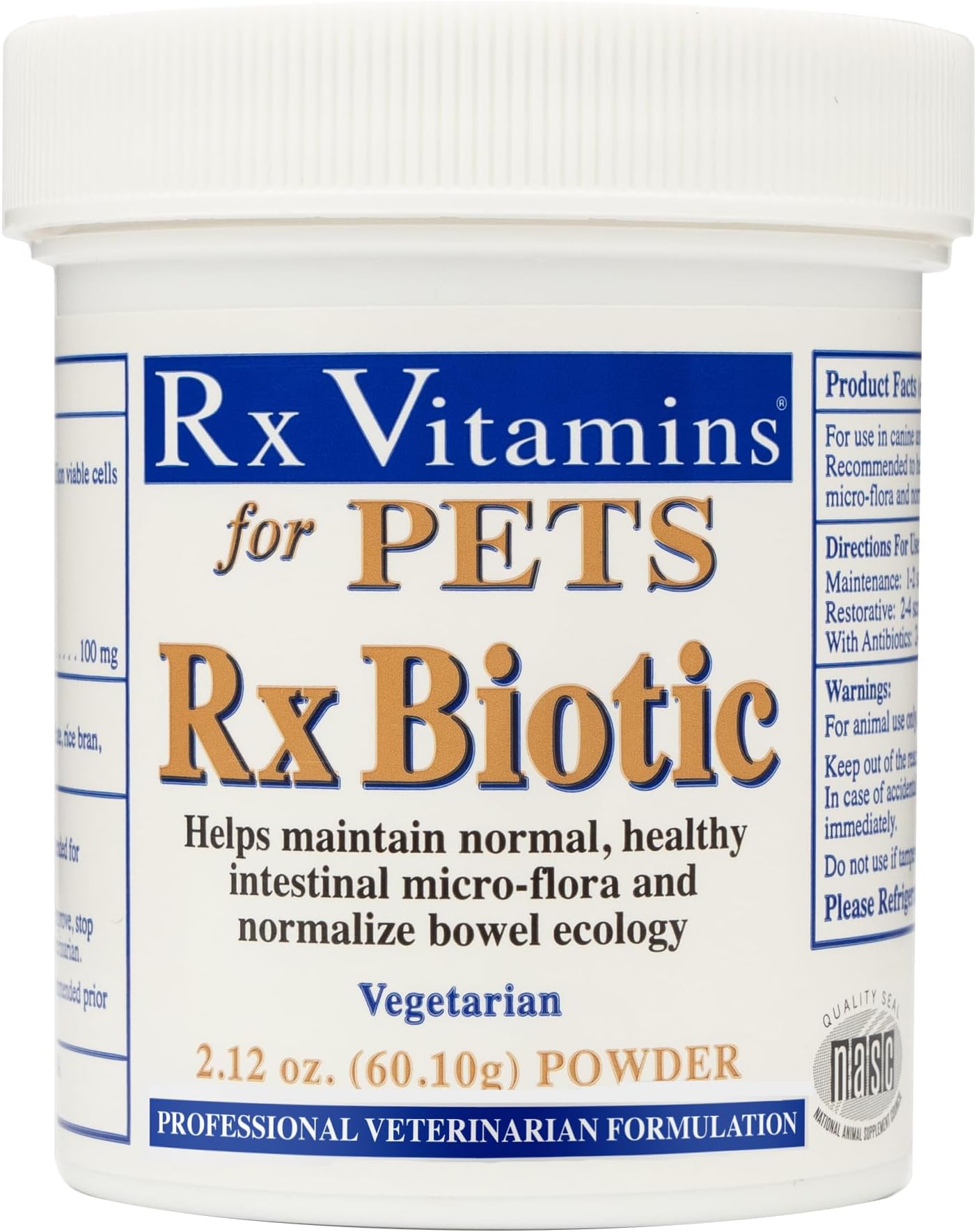 Rx Biotic Probiotics for Dogs & Cats - Digestive Supplement for Pets - 2.12 oz