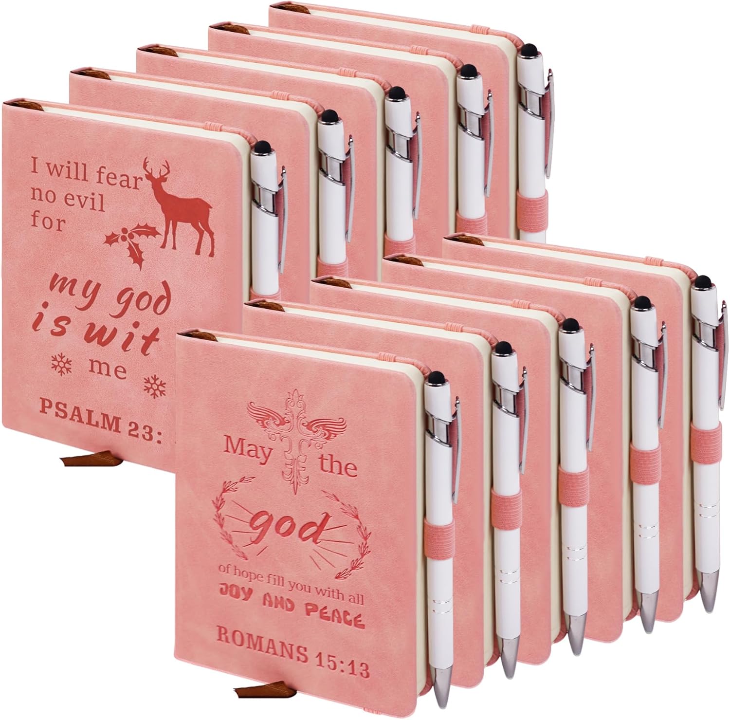 10 Sets Bulk Christian Notebook for Women Prayer Journal Pocket Journal with Pen, Inspirational Christian Gifts for Daily Devotional, Bible Study Groups, Church Members (Pink)