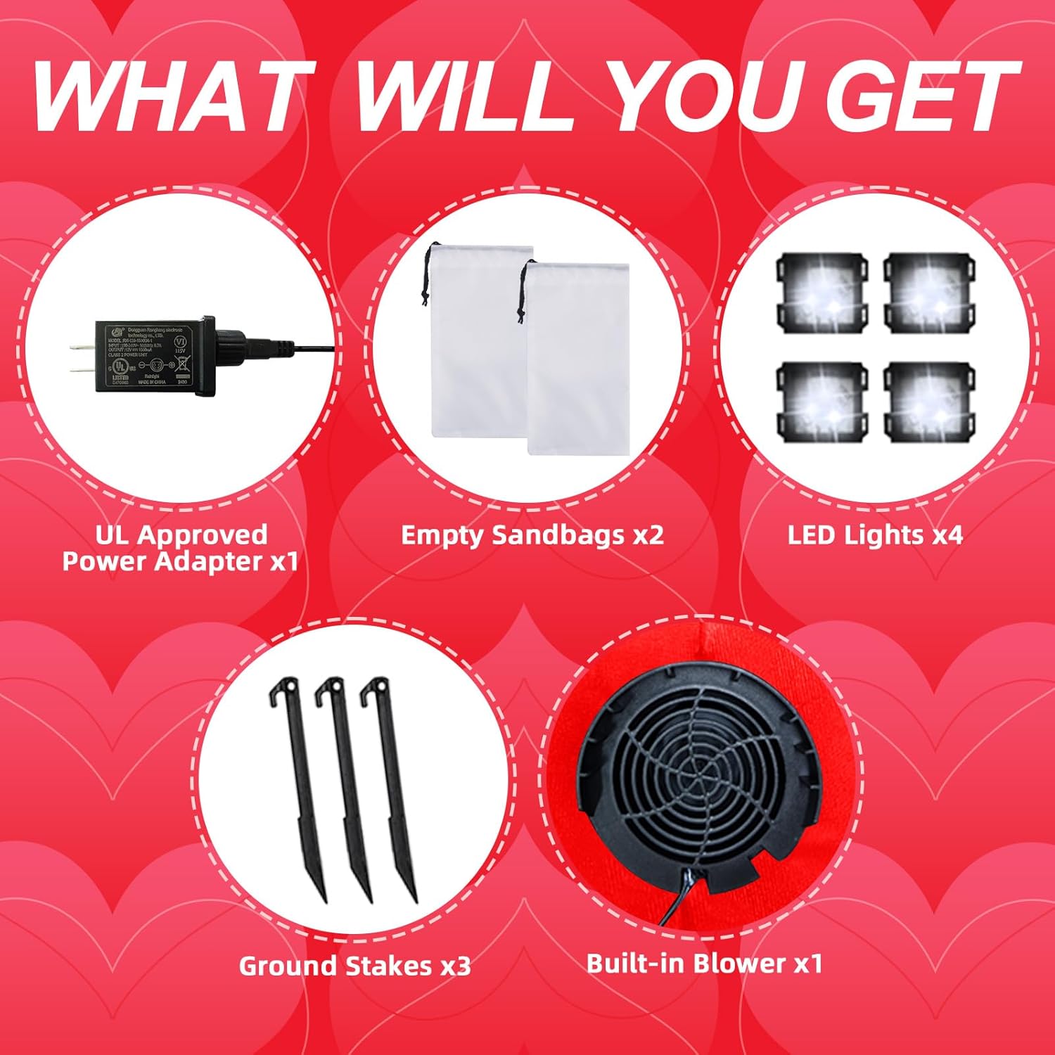 B&D 6FT Valentine Inflatables Outdoor Decorations, Rotating Valentines Bear Inflatable Stands on The Turntable Built-in LEDs Valentines Blow Up Yard Decorations for Party Wedding Propose Garden Lawn