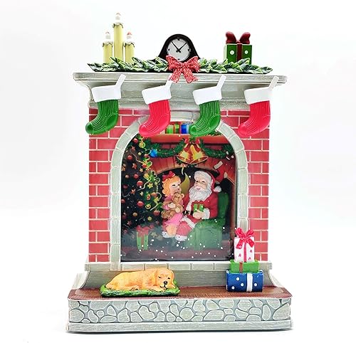 Decoración de chimenea de Navidad, chimenea sin llama de Navidad con luz LED, alimentado por USBbaterías y material de resina duradero, ilumina tu