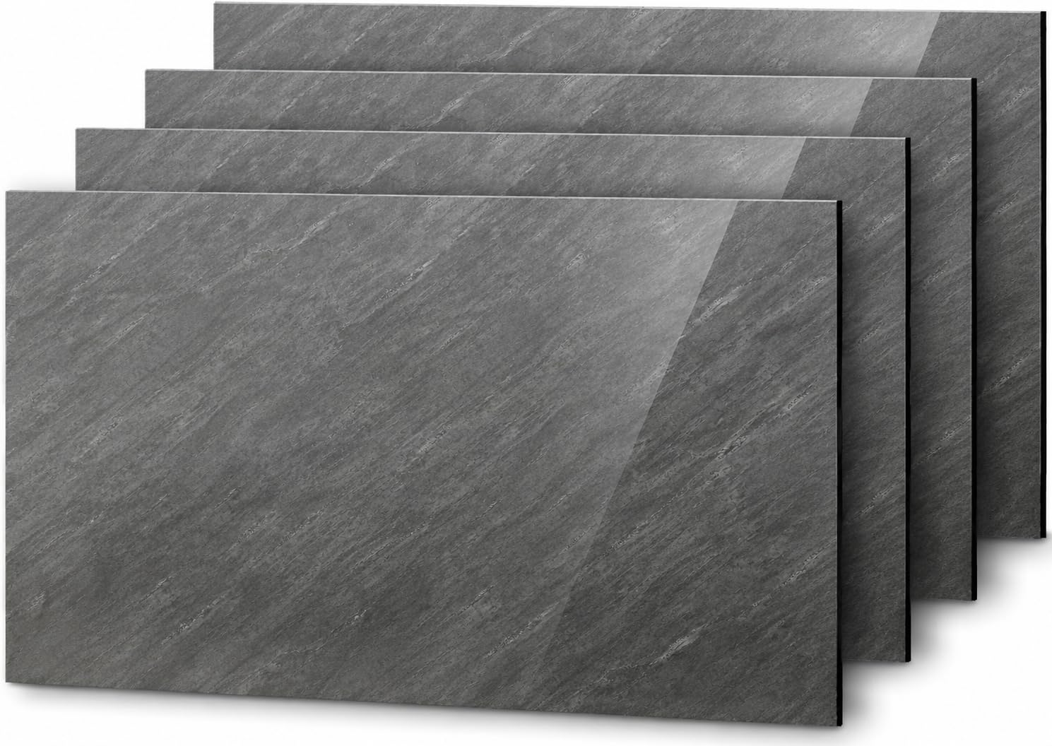 Lot de 4 crédences de cuisine, 60 x 120 cm, aspect marbre gris