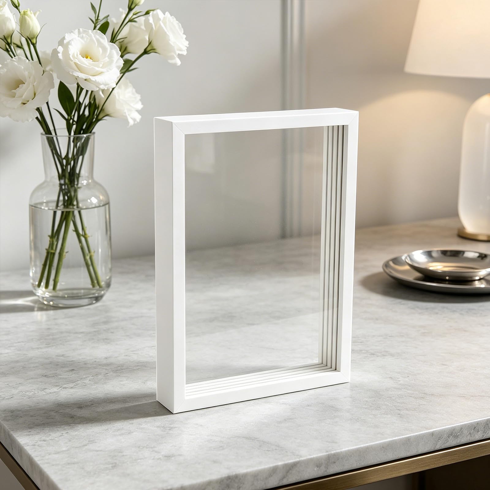 Zerodeko Kit de 2 marcos transparentes para huellas de manos | Manualidad de fotos con huellas de manos familiares para niños | Marco de fotos sin terminar para bodas, cumpleaños, regalos y recuerdos