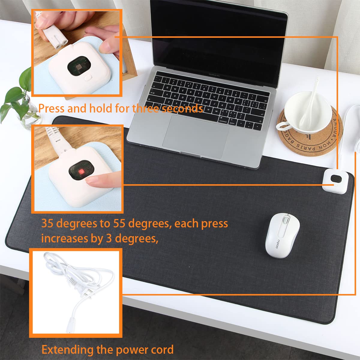 Tapis De Souris Chauffant Thuys - Chauffe-bureau électrique Pour Mains