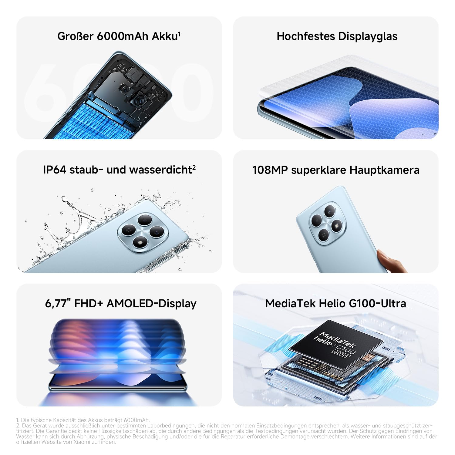 XIAOMI Redmi Note 15 Smartphone (8+256 GB) – Handy mit Android, 6000-mAh-Akku, wassergeschützt, 108-MP-Kamera, 6,77" FHD+ Display, Forest Green, 2 Jahre Garantie