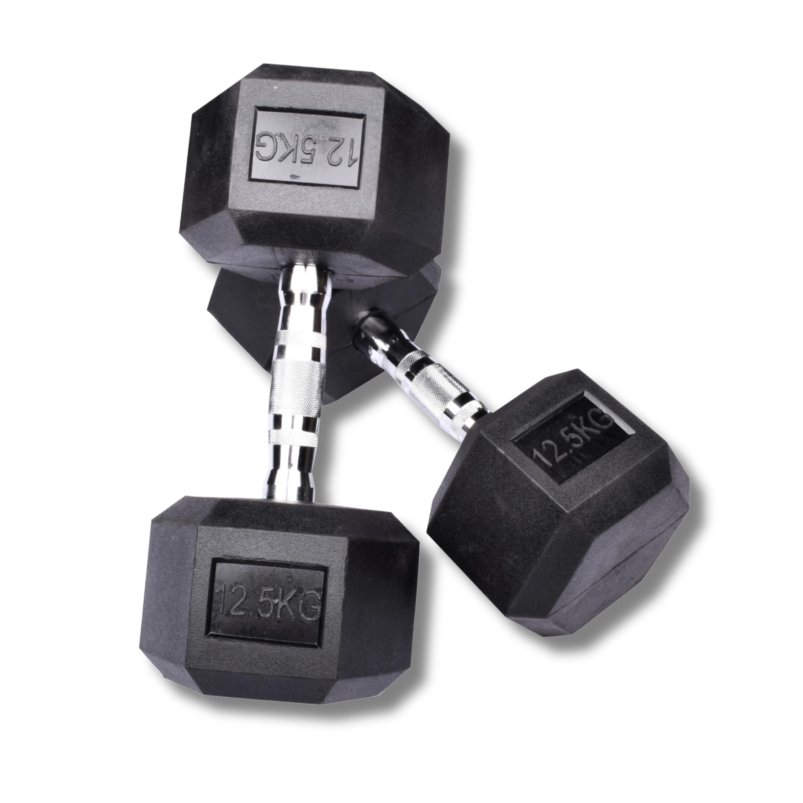 Exersci Hex Dumbbells Rubber Encased Dumbbell Pairs 12.5KG - Bicep Curls, Shoulder Press, Dumbbell flies, Home Gym, Fitness
