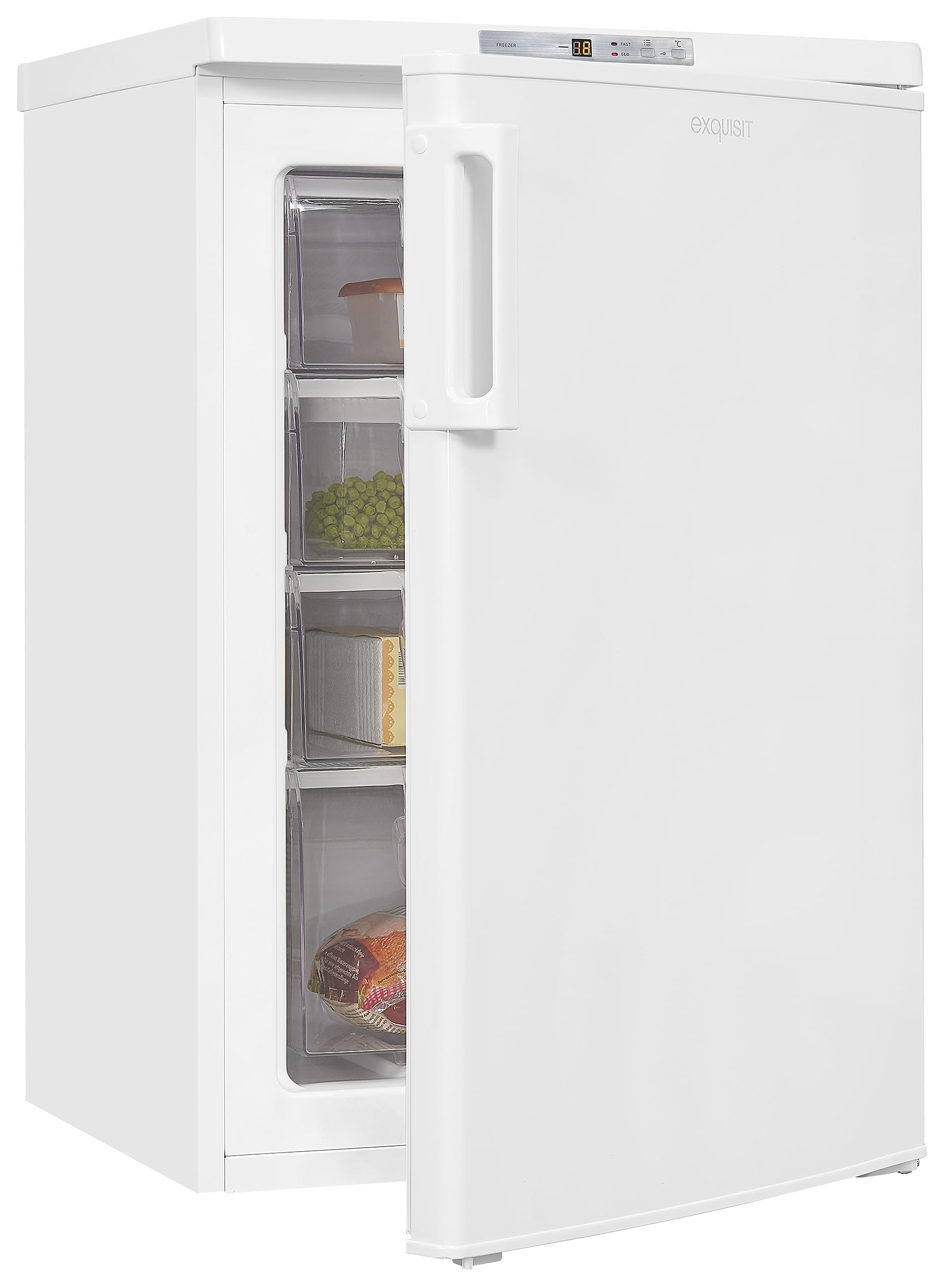 Exquisit Gefrierschrank GS80-HE-040D weiss | 91 l Nutzinhalt | Tiefkühlschrank klein 87 l Nutzinhalt | 4 Sterne Gefrieren | Gefrierschrank klein | 55 cm Breite
