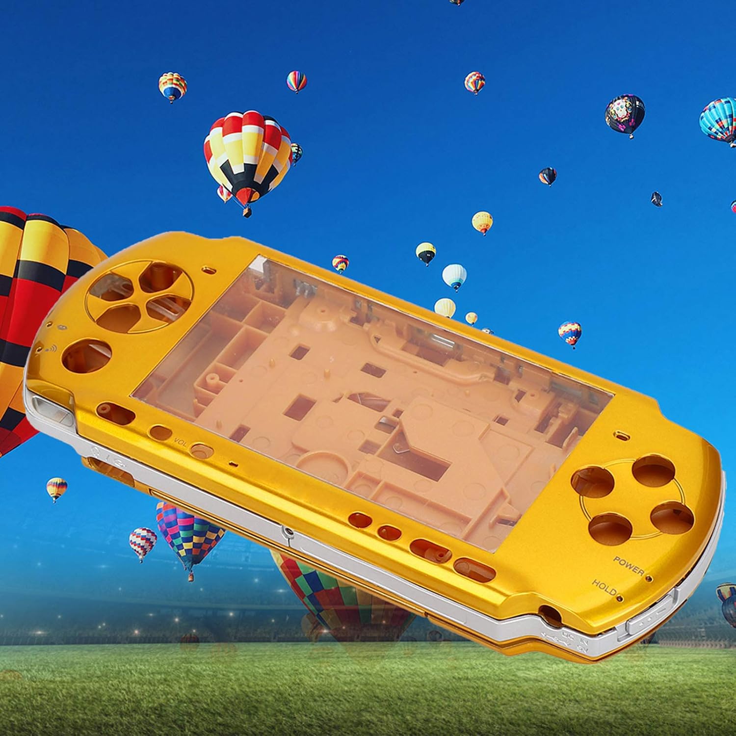 Game Console Case for PSP 3000, Full Housing Shell with Screwdriver,Simple Design, Compact, Lightweight,Easy to Carry,5 Color (Yellow)