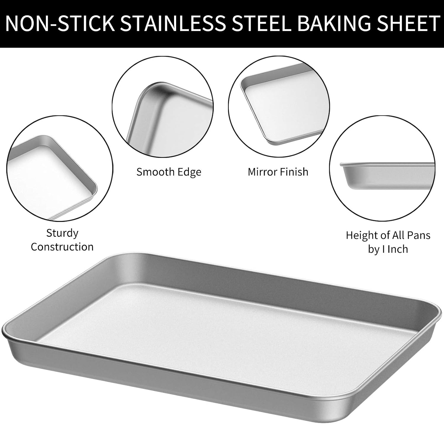 Baking Sheet with Silicone Mat, Umite Chef 9 nch Cookie Sheet Baking Pan, Non Toxic Silicone Baking Mat & Stainless Steel Cooling Rack Heavy Duty & Easy Clean