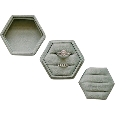 Velvet Ring Box Embellished with a Romantic Sage Green Hue, Perfect for Weddings