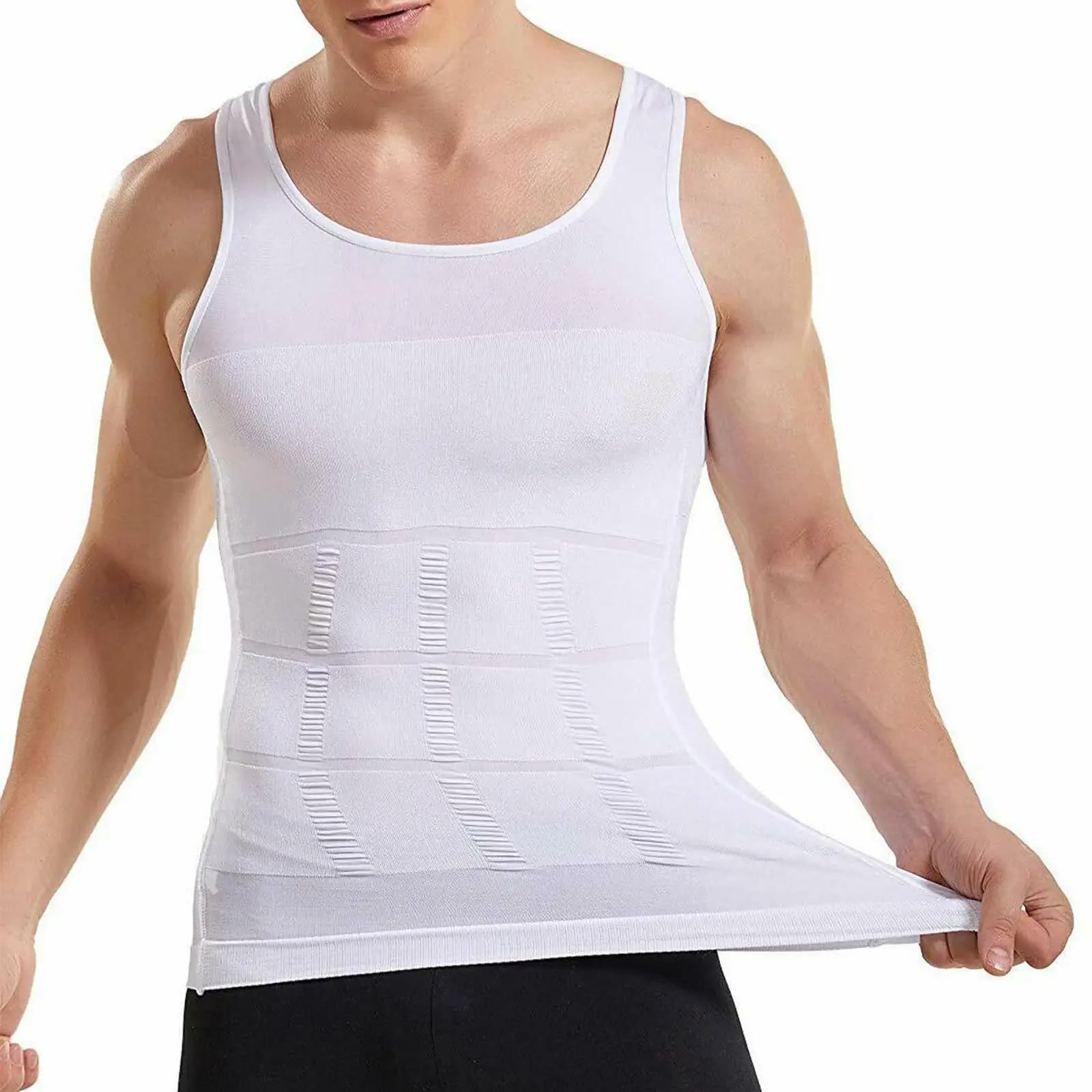 Mens Compression Tank Top Shapewear Tummy Control Sleeveless Shirt Slimming Body Shaper Gynecomastia Back Support-image-49