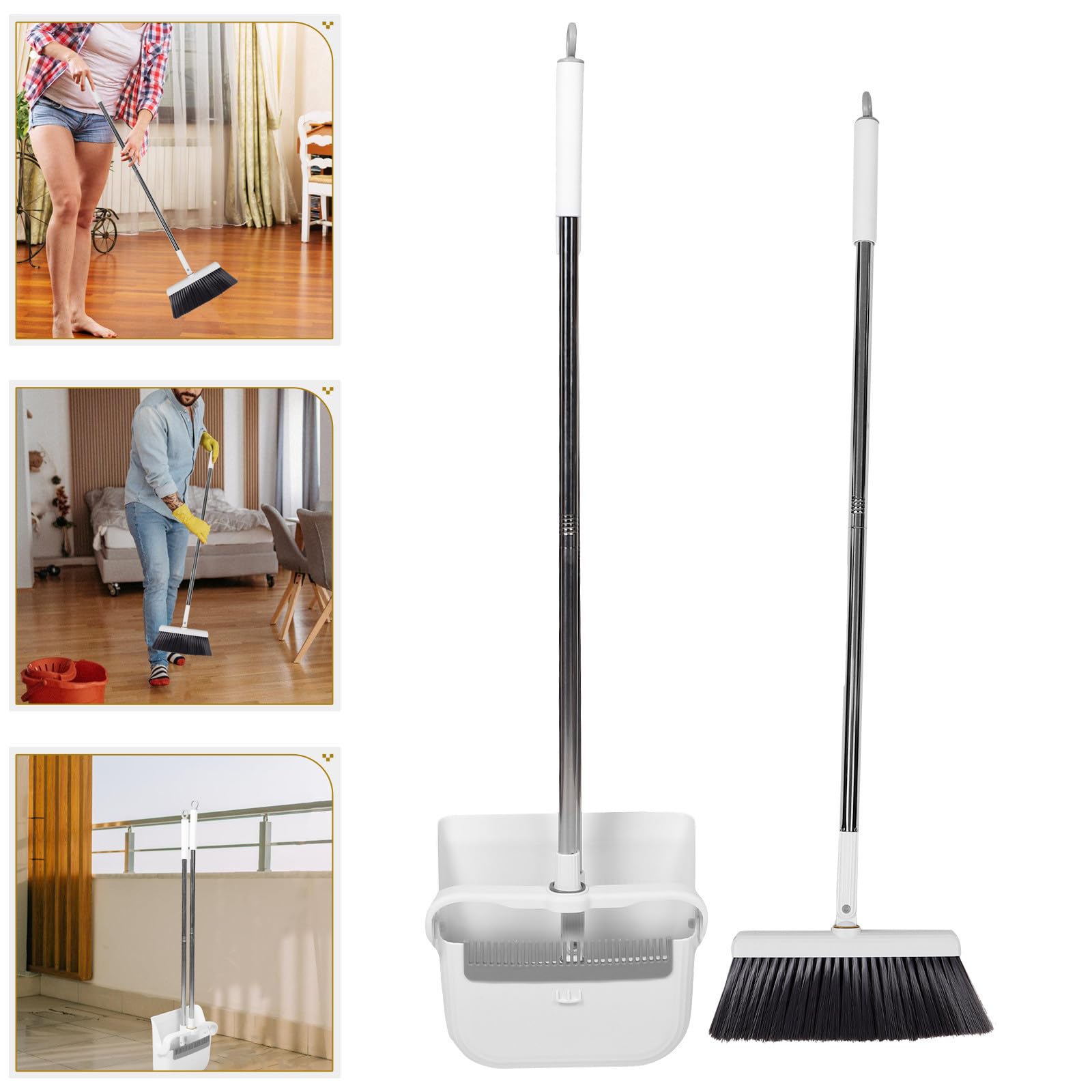 Toddmomy Indoor Kehrset mit langem Stiel und weichflauschigen Borsten, Kunststoffmaterial, geeignet für Haustierhaare und Lobbybereich