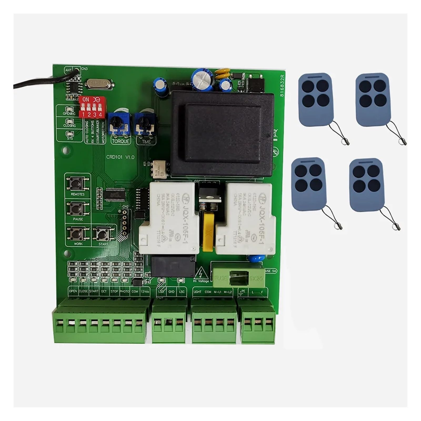 Universal Version Sliding Gate Opener PCB Circuit Board Controller AC Plate for Sliding Gate Control Board Strong Sensitivity(1 Board with 4 Key)