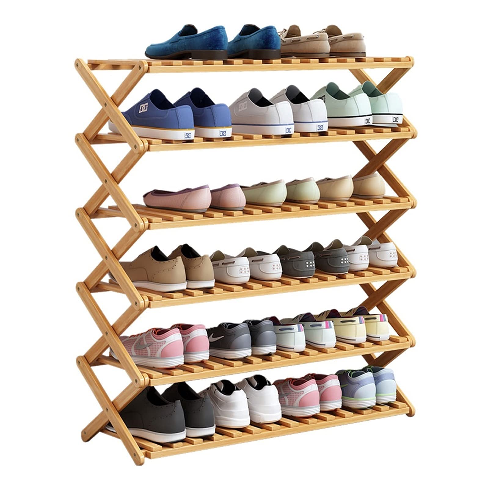 Étagère à chaussures en bambou pliable pour rangement entrée et meuble chaussure gain de place