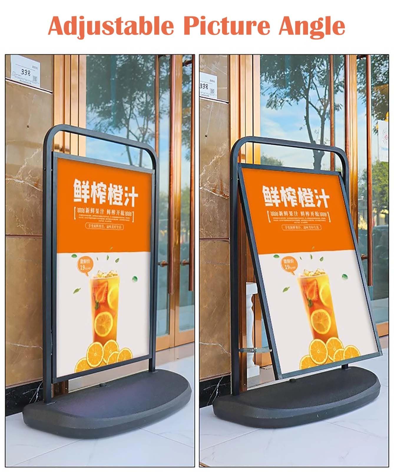 Soporte para carteles de exterior resistente a la intemperie con ruedas para exhibición de acera, soporte de tablero de espuma resistente para pósteres