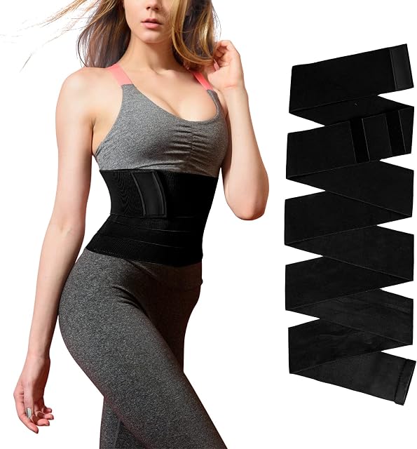 joyliveCY Snatch Me Up Bandage Wrap, Waist Trainer Tape Invisible Waist Trimmer Wrap Lumbar for Waist Relief Body Shaper Binding Belt Back Braces Postpartum Recovery for Women5M Black