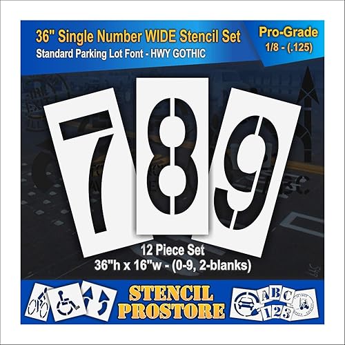 Plantillas para pavimento, 35.8in de ancho, 0-9, 12 unidades, 36.0 x 16.0in