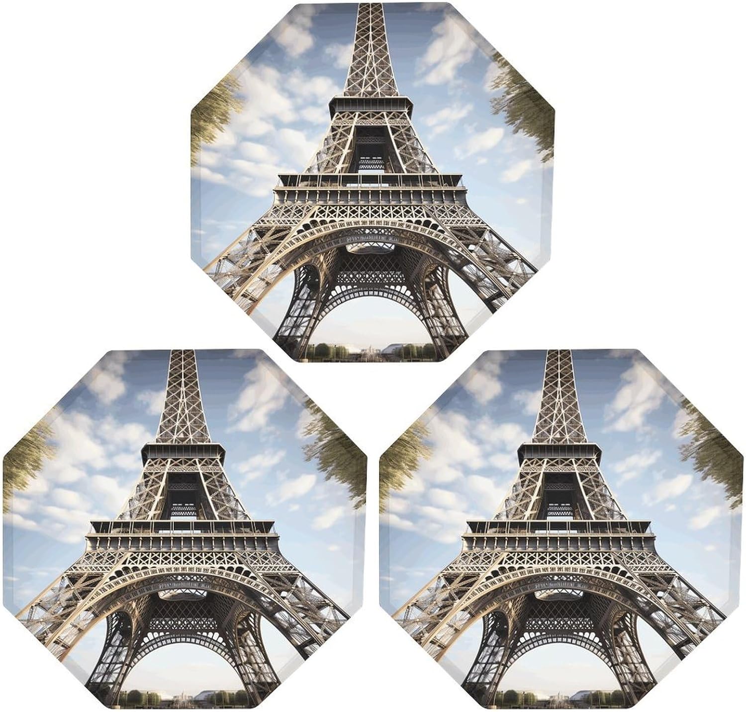 Ctagon Metal Sign for Home, Modern Display Plate for Kitchen, Eiffel Tower French Paris Monument Plates Accent Hanging Wall Decorations 3PCS for Living Room, Bedroom, Hallway, Hotel
