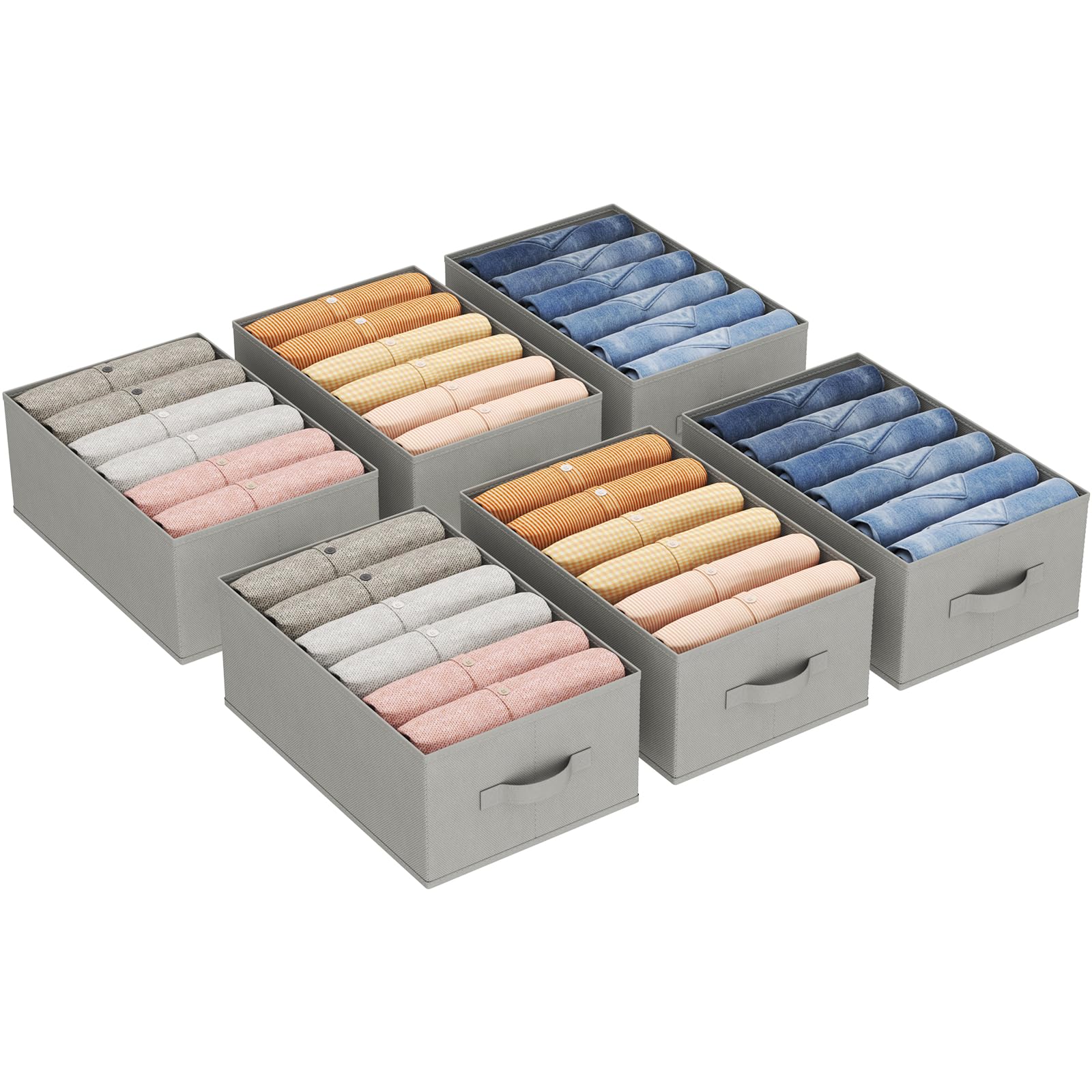 Lifewit 6 Set Schubladen Organizer Kleidung, Aufbewahrungsbox Jeans Ordner für Kleiderschrank mit 6 Trenner, Faltbare Schrank Organizer 42 x 27 x 17 cm/16x10x7'' für Hosen T-Shirts Pullover Leggings