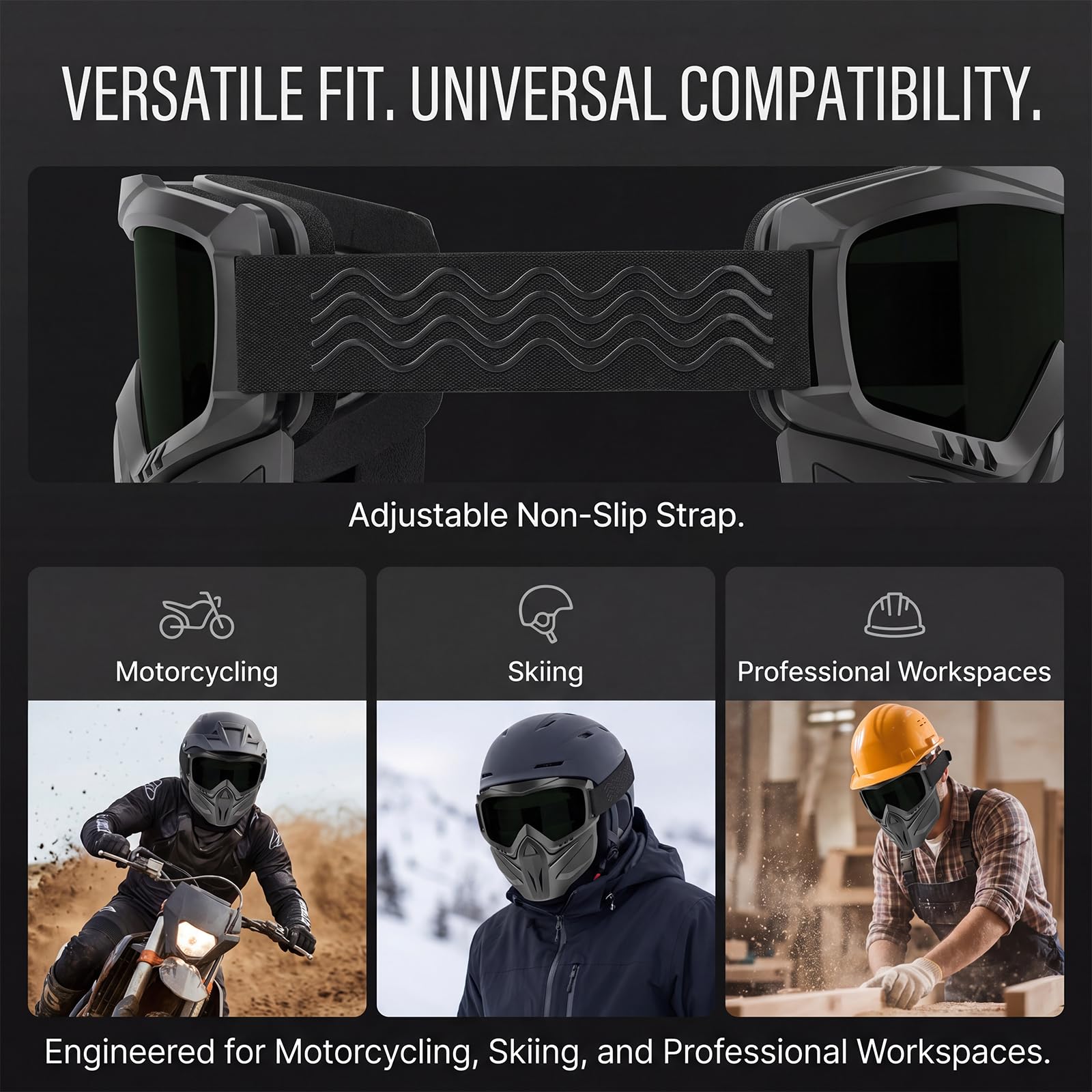 Full Face Protective Mask with Removable Goggles, Anti-Fog Face Shield for Motorcycle Riding, Cycling, Softball & Outdoor Sports
