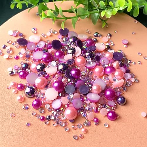 Miniatura 2 de Mezcla de diamantes de imitación de resina con parte trasera plana 176oz perlas medias redondas tamaño mixto 031 a 031 pulgadas diamantes de