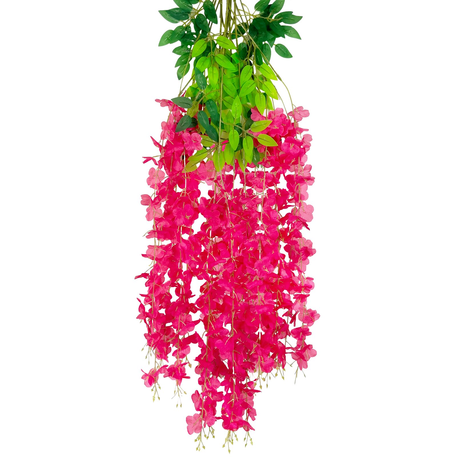 Luerbi 5 Pack Fuchsia Wisteria Hanging Flowers Garland, 3.77 Feet Artificial Flower Vines, Fake Wisteria, Artificial Vines Hanging Garland for Backdrop Outdoor Yard Garden Decor — image 1