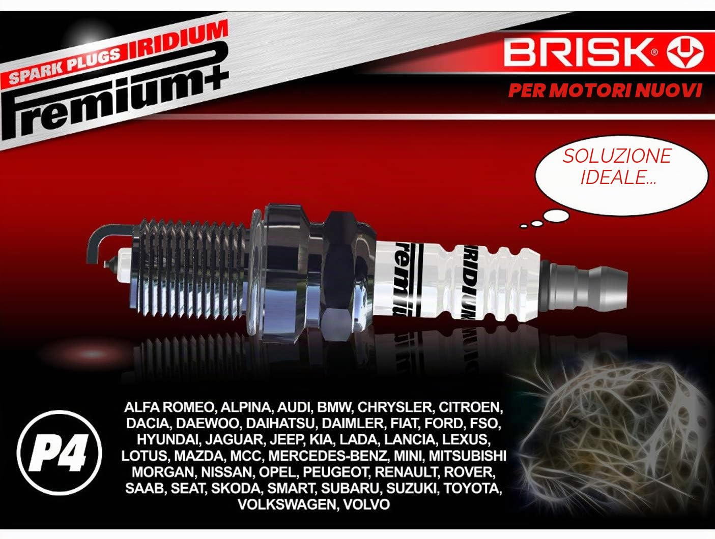 brisk – Iridium Premium + Plus P4 1622 candele di accensione all’iridio, 4 pezzi