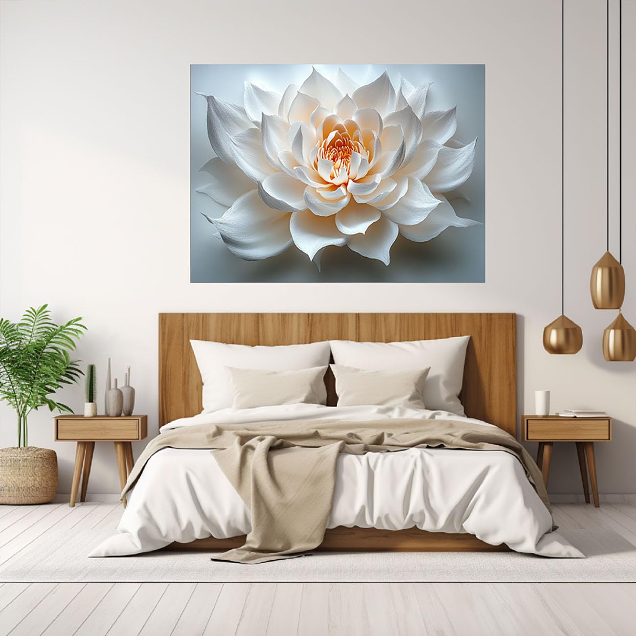 TODOAA Cuadro Abstracto Lienzo Plantas naturales flores blanco y negro Cuadros Decoracion Salon Lienzo, Dormitorios Para Comedor Pasillo Cocina Y Baño（Blanco-80x120cm Sin marco