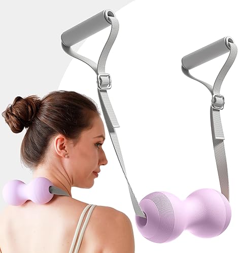 Miniatura 2 de VICSKY Pelota de masaje de cacahuete  Doble bola de liberación miofascial de lacrosse, rodillo de tejido profundo para cuello, espalda y pies,