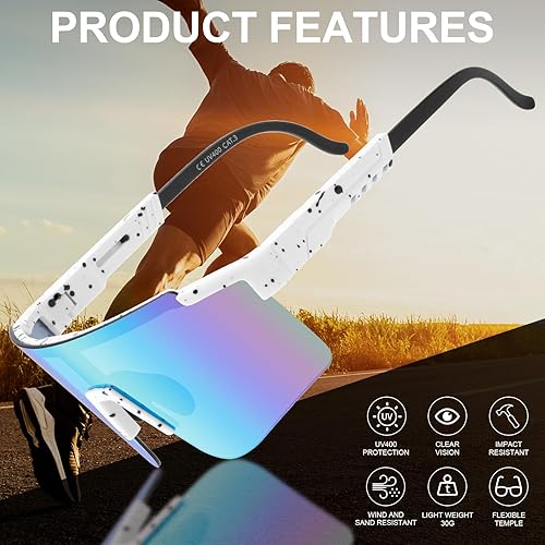 Miniatura 3 de ROIBEAO Gafas de ciclismo profesionales para hombres y mujeres, gafas de sol deportivas con protección UV para béisbol, ciclismo, correr, conducir,