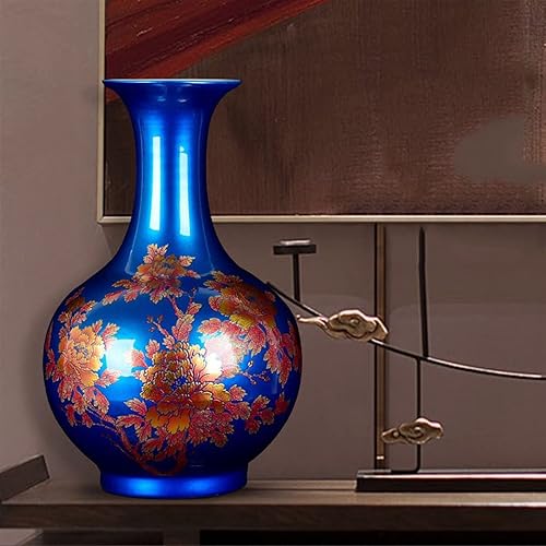 Miniatura 5 de KIZQYN Jingdezhen Jingdezhen - Jarrón azul para decoración del hogar artes y manualidades TV gabinete oficina jarrón para decoración