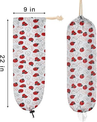 Miniatura 2 de Soporte de bolsa de plástico para bolsa de comestibles, soporte de almacenamiento de bolsa de plástico con rayas de mariquita, soporte para bolsa
