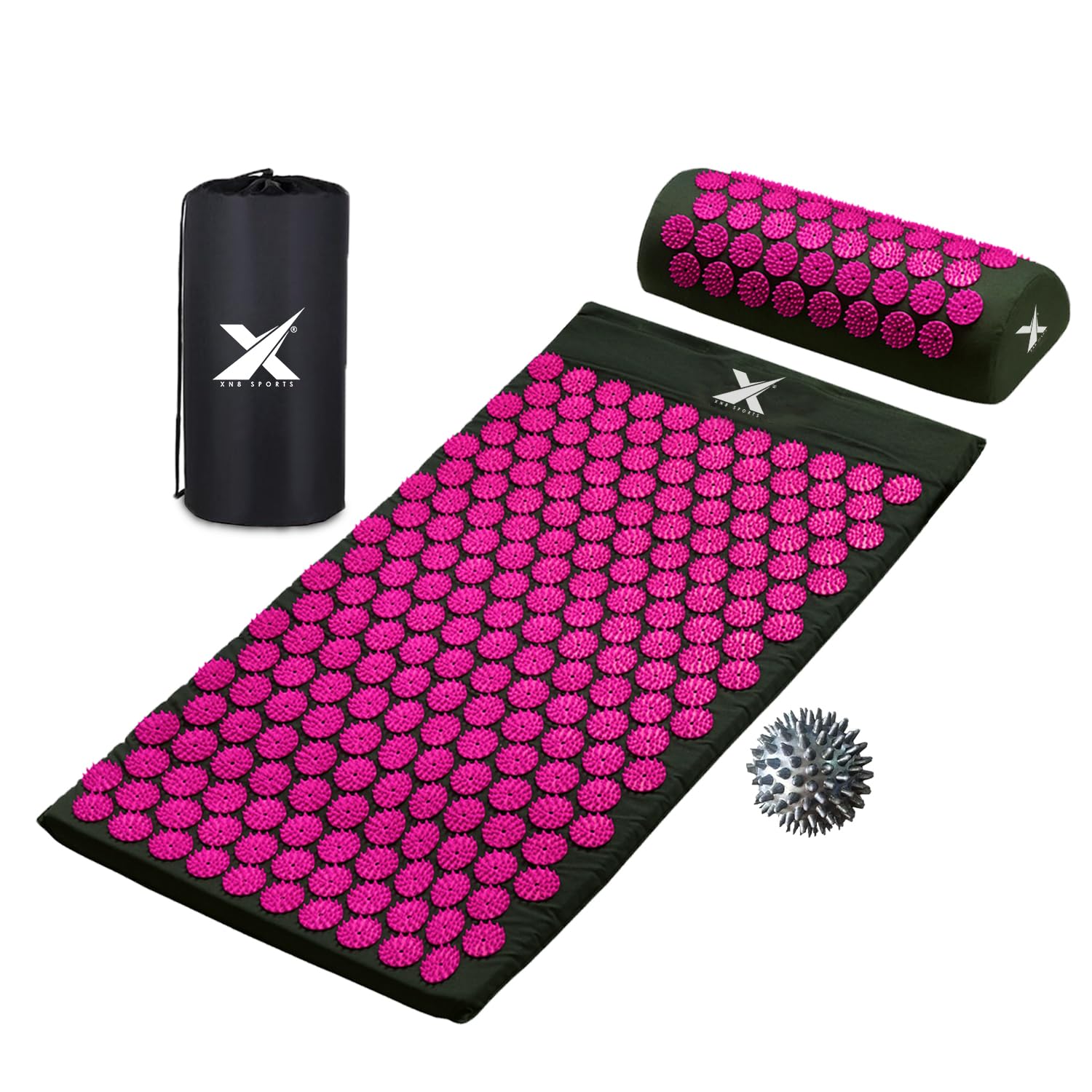 XN8 Ensemble de tapis d'acupression pour yoga, acupoint, acupuncture et réflexologie pour massage, soulagement de la douleur, réduction du stress, thérapie et relaxation avec sac de transport et sangle