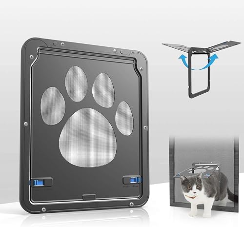 Miniatura 6 de LESTP - Puerta mosquitera para perros y gatos con solapa magnética para puertas correderas (pequeña), cerradura automáticabloqueable
