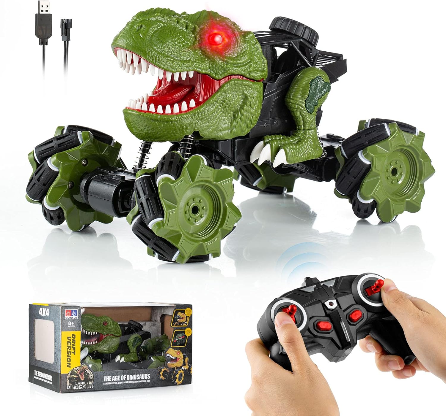 Diealles Shine RC - Coche de dinosaurio con control remoto eléctrico para niños, juguete para niños de 6 a 10 años