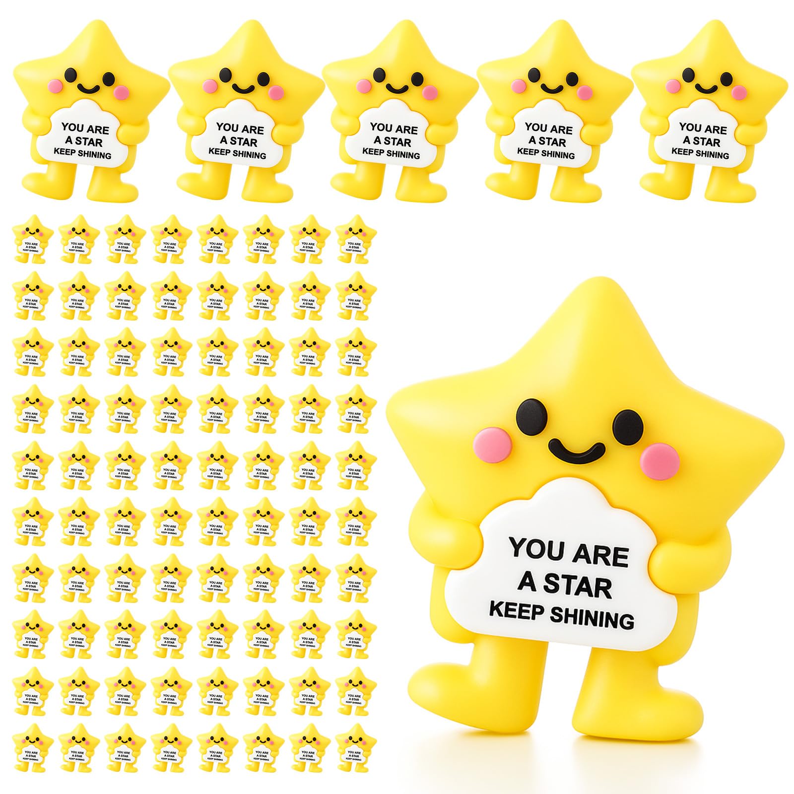 Gejoy 100 Pcs Mini Rubber Star Toys Positive Mini Stars Figures | Tiny Figurines to Hide,…