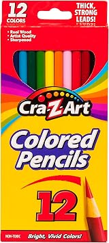 Cra-Z-Art Colored Pencils, 12 Count Pre-Sharpened Assorted Color Pencils, Non-Toxic Coloring Pencils for Kids, Adults, Classroom & School Art Supplies