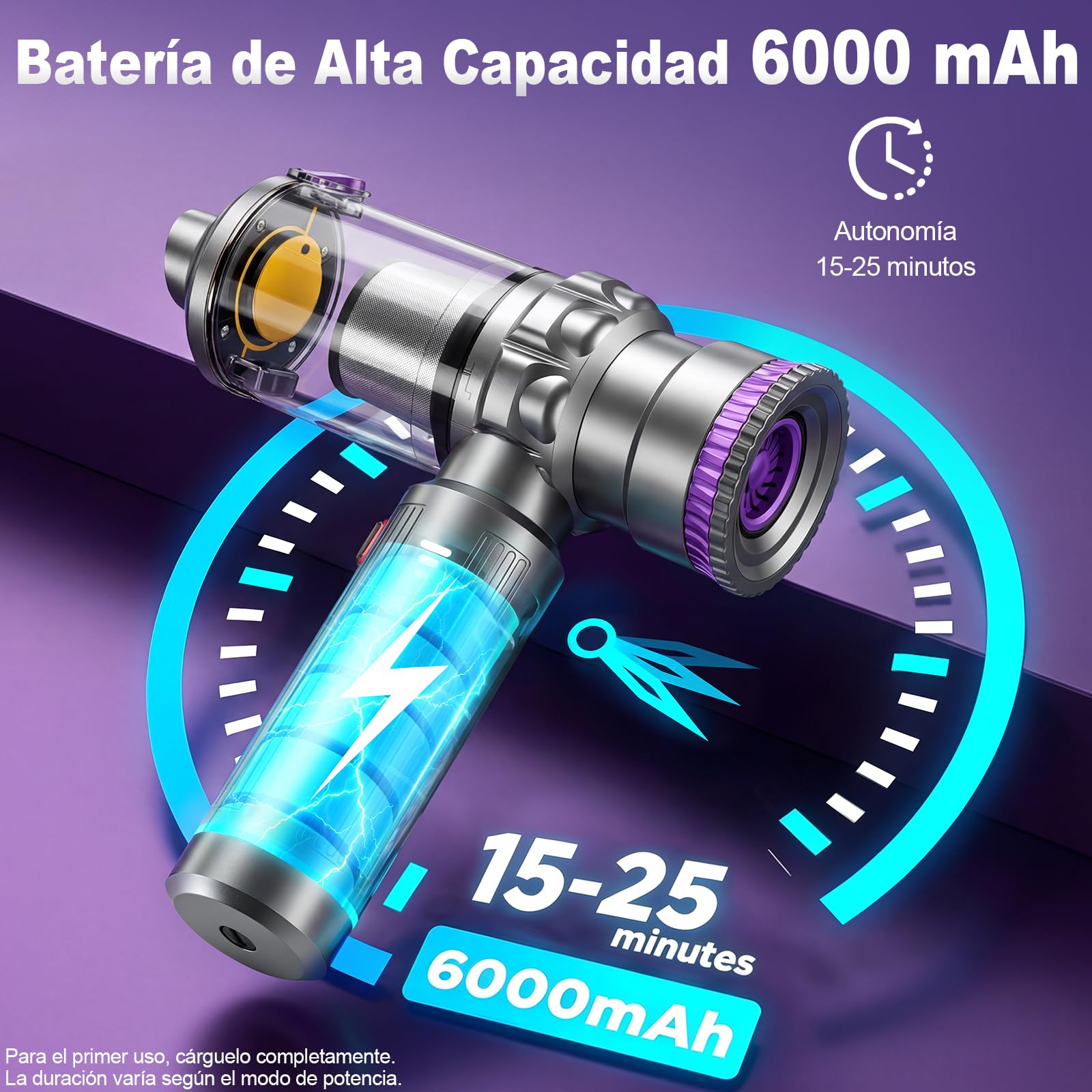Aspiradora Coche Sin Cable Potente, 28000Pa Aspiradora de Mano Sin Cable Portátil Recargable, 4 en 1 aspiradora coche con Motor sin Escobillas, Ideal para Pelo de Mascotas, Coche, Camper - Plateado