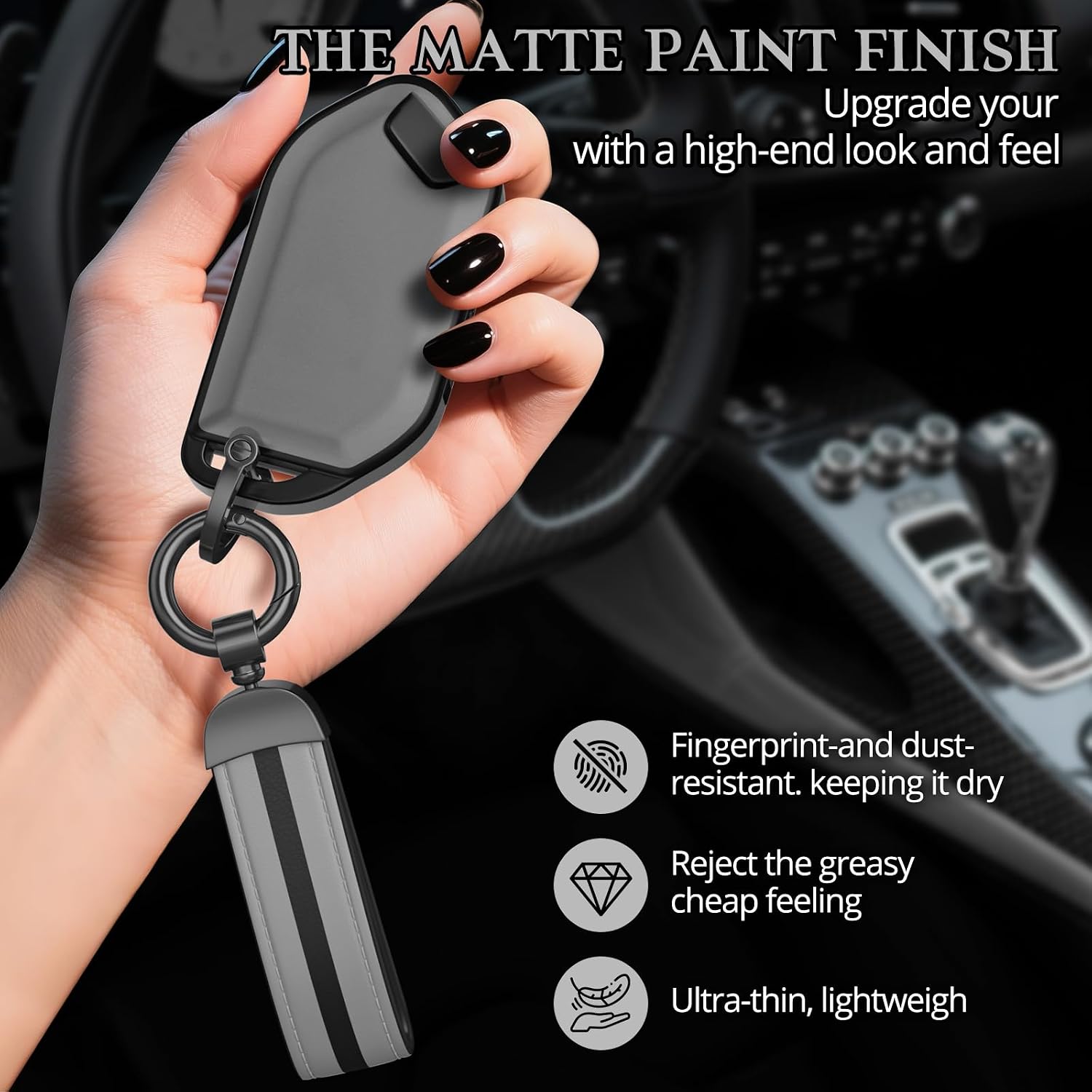 for Kia Key Fob Cover Accessories,Matte TPU Material, with a Cute Leather Keychain,for Telluride,Carnival,K5 gt line，K5，Forte，K4，Sorento, Sportage and Other Models. (Matte Gray, Model-1)