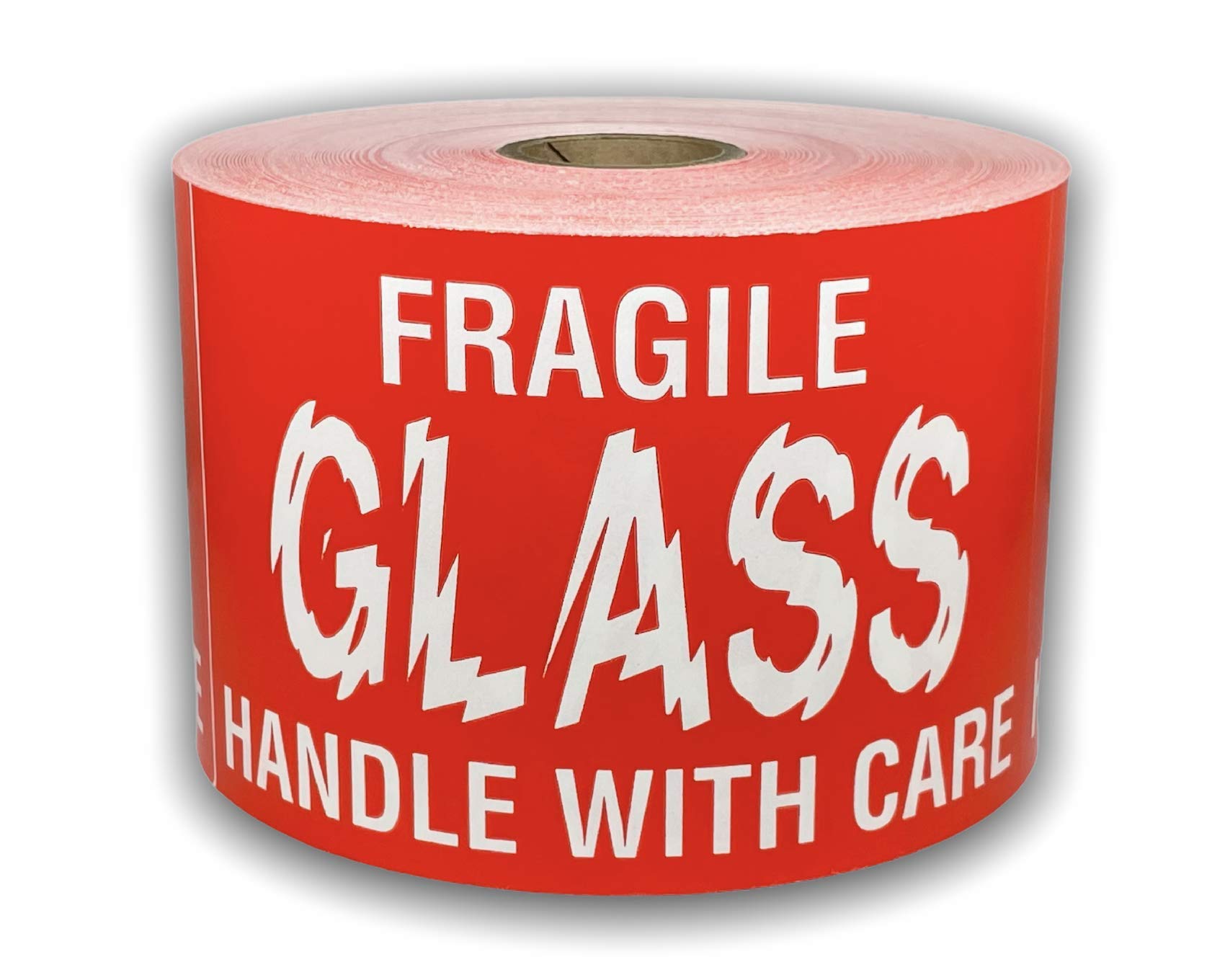 4 Rolls Large 3x5 Fuzzy Glass Handle with Care Shipping Mailing Stickers with 500 Labels per roll